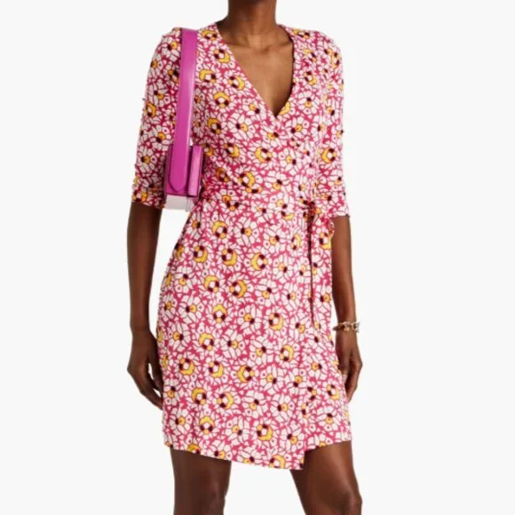 julian silk jersey mini wrap dress Printed Silk-Jersey from DIANE VON FURSTENBERG Black-Nude